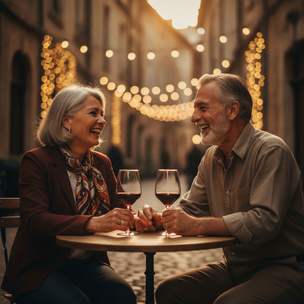 Couple senior qui se retrouve autour d'une table